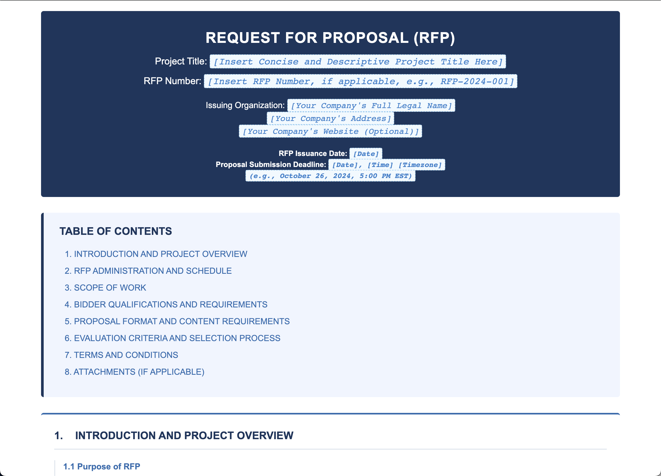 RFP Template Detailed Preview